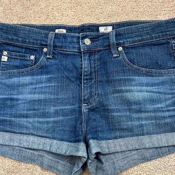 Adriano Goldschmied The Pixie Mid Rise Roll Up Denim Shorts Size 32 - Picture 2 of 7